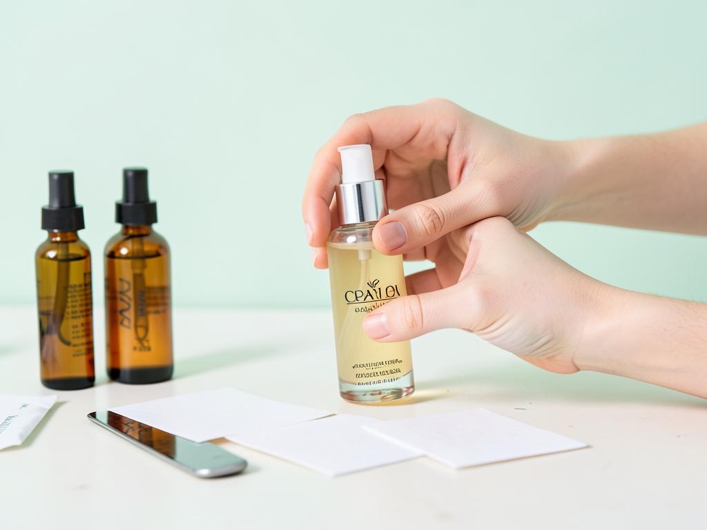 Hands testing a perfume roll-on with blotter strips